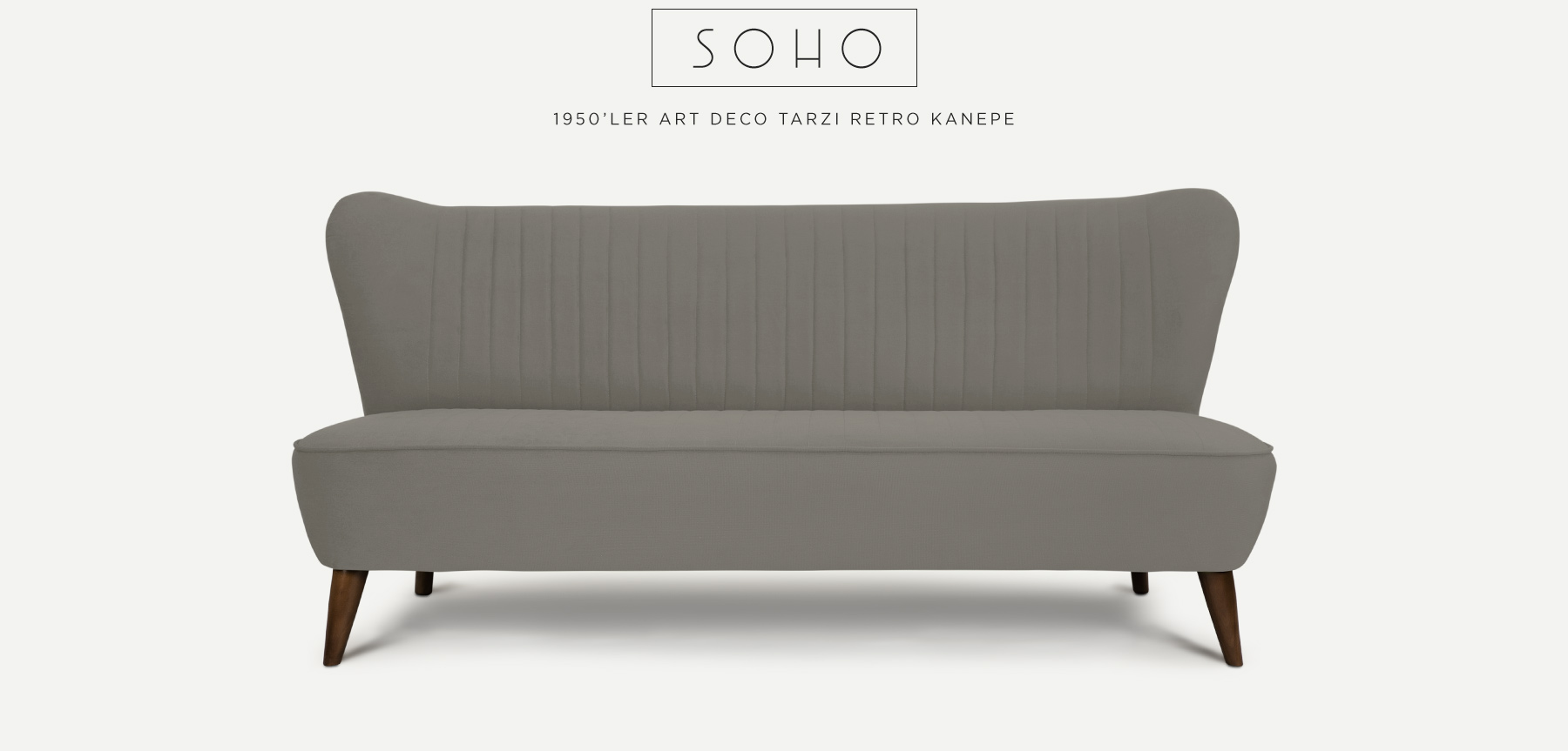soho™ üçlü gri retro kanepe'in resmi