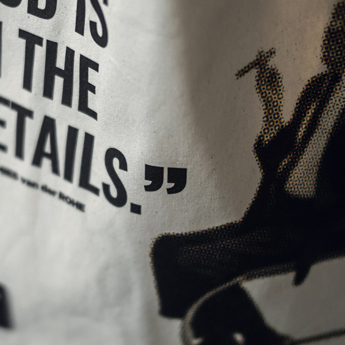 ham bez tote bag | ludwıg mıes van der rohe için detaylı bilgi göster ham bez tote bag | ludwıg mıes van der rohe resmi