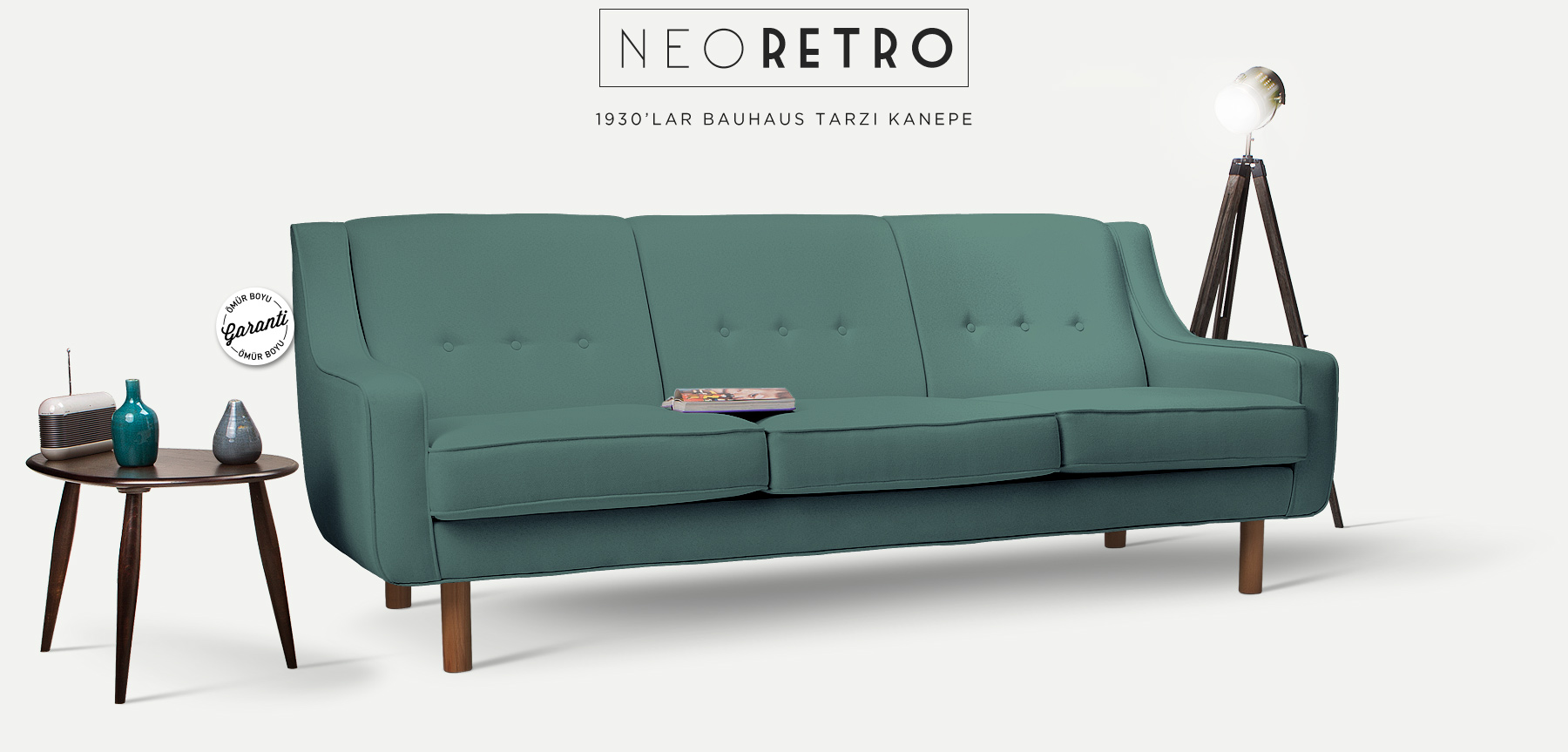 neoretro™ üçlü mavi kanepe'in resmi
