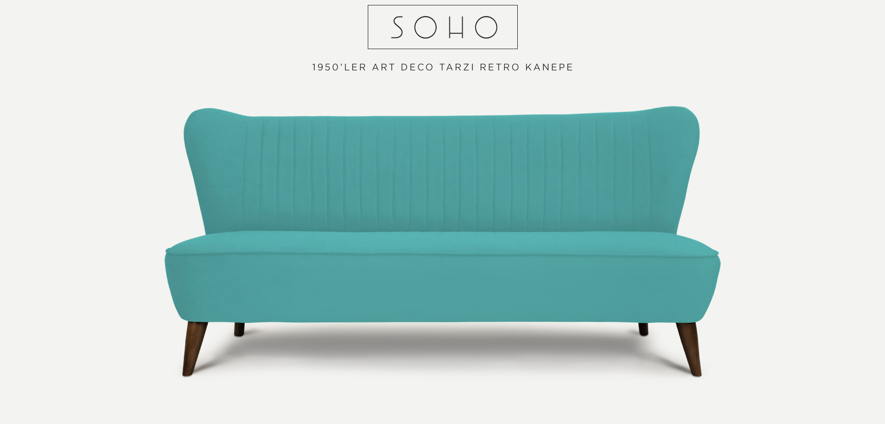 soho™ üçlü turkuaz retro kanepe'in resmi