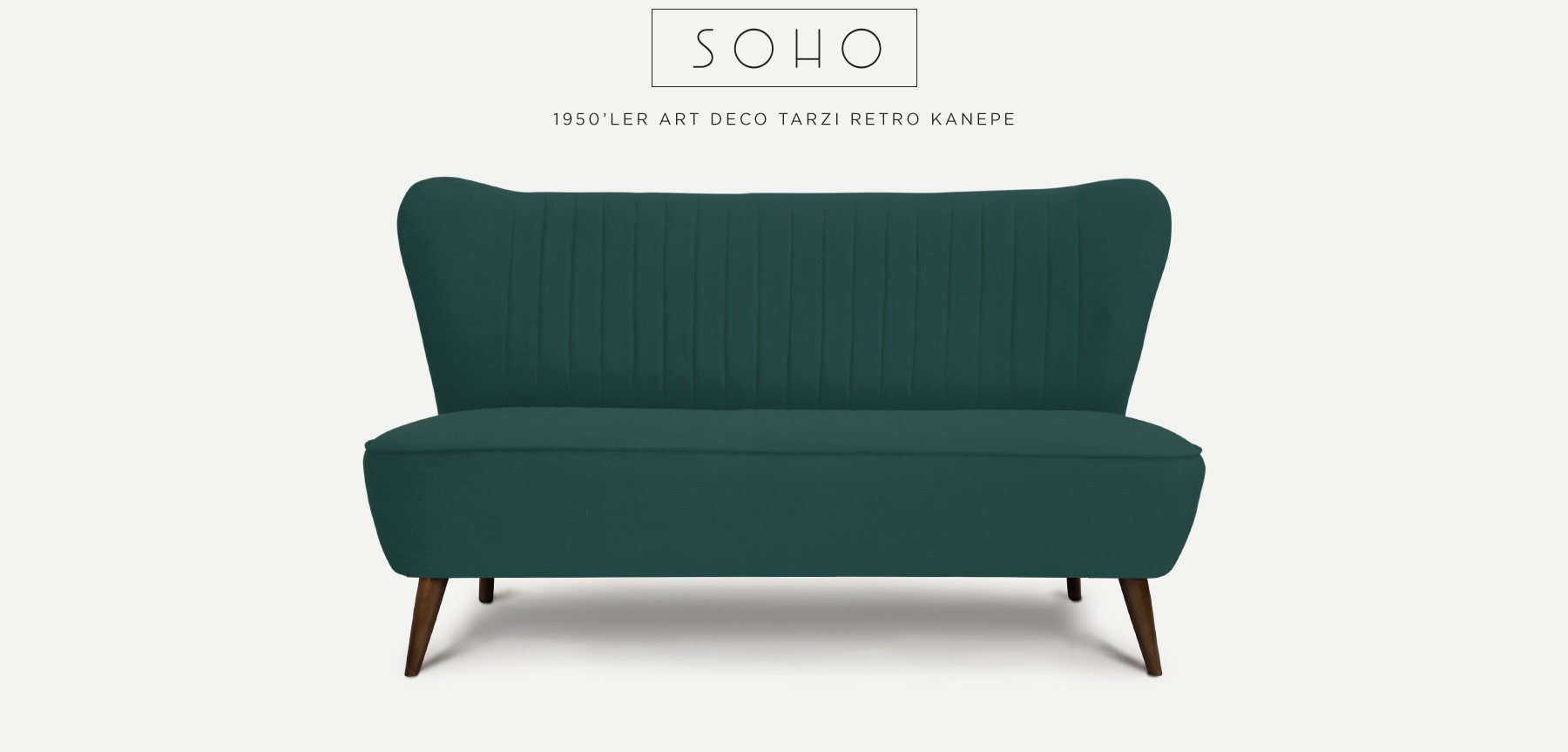 soho™ ikili petrol yeşili retro kanepe'in resmi