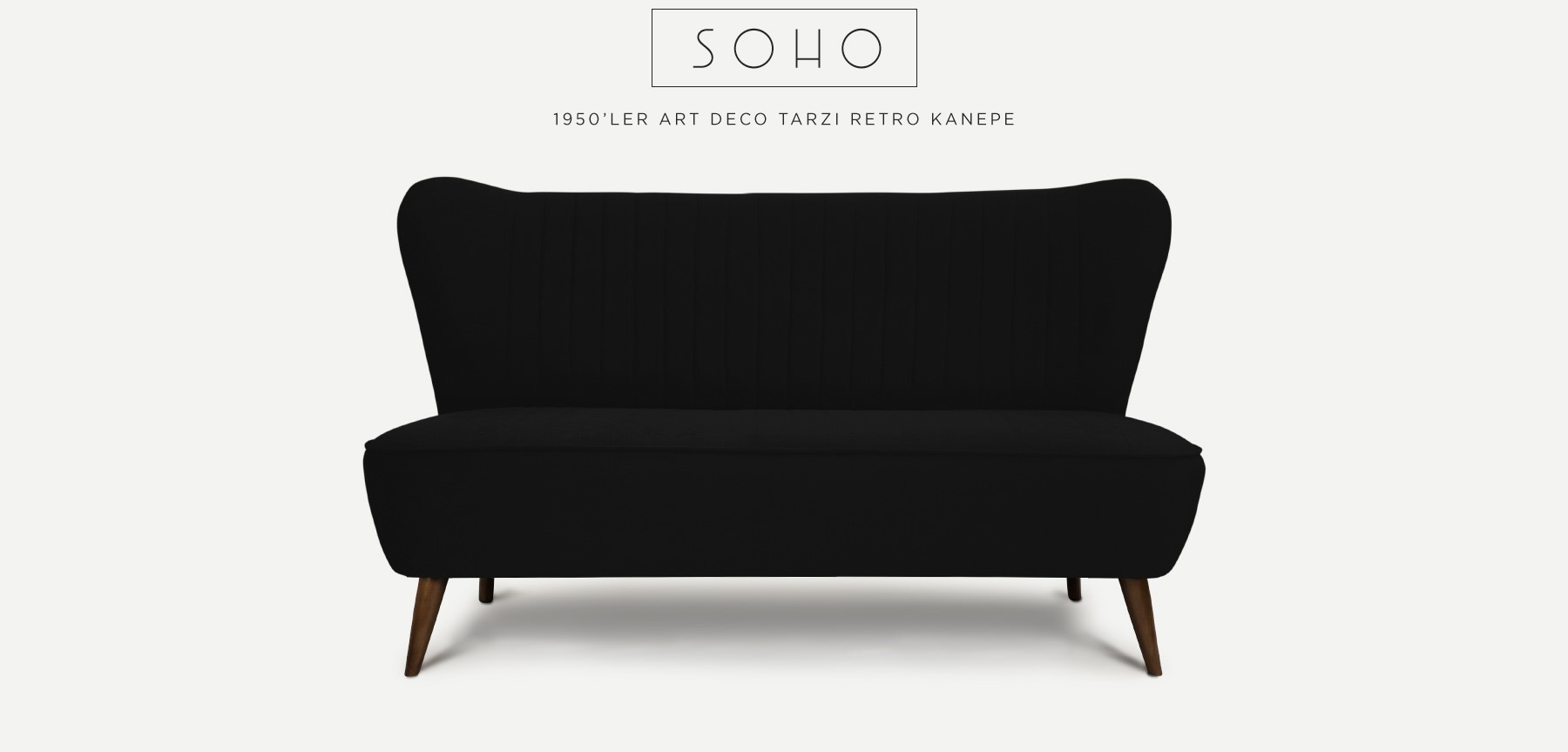 soho™ ikili siyah retro kanepe'in resmi