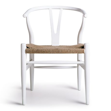 H. Wegner Beyaz WISHBONE DANISH™ Sandalye'in resmi