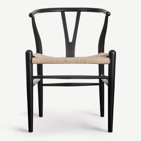 h. wegner siyah wıshbone danısh™ sandalye'in resmi