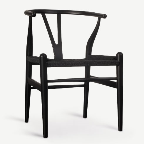 h. wegner siyah wıshbone danısh™ sandalye'in resmi