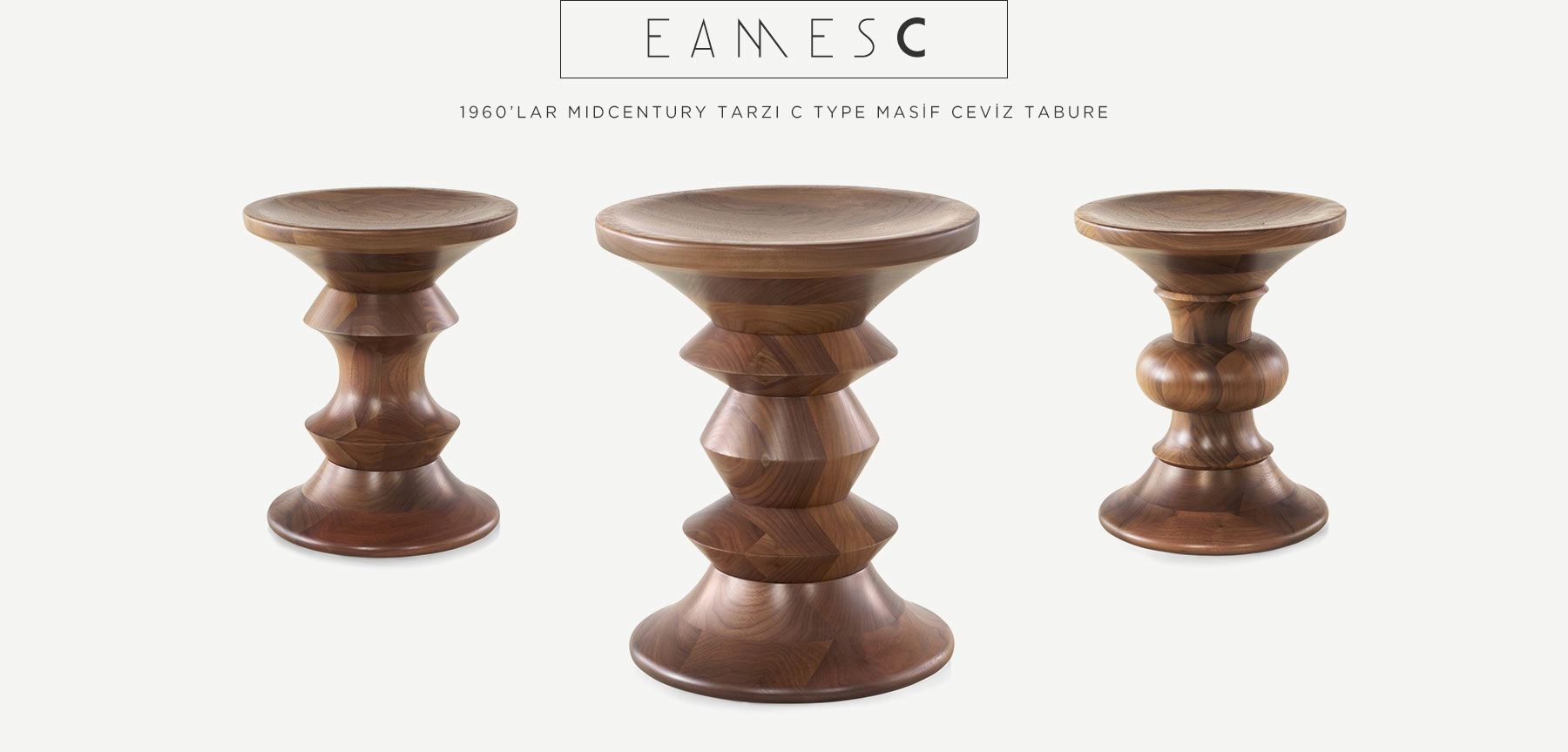 eames walnut stool c type'in resmi