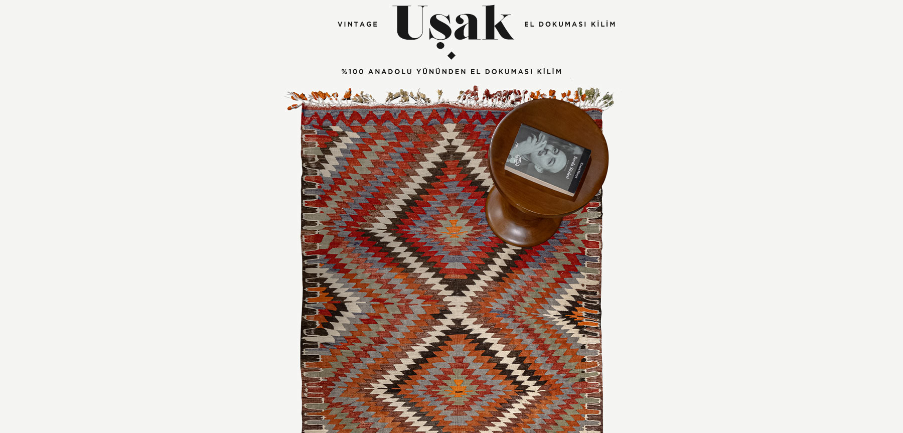 vintage uşak el dokuması kilim 2,40m2'in resmi