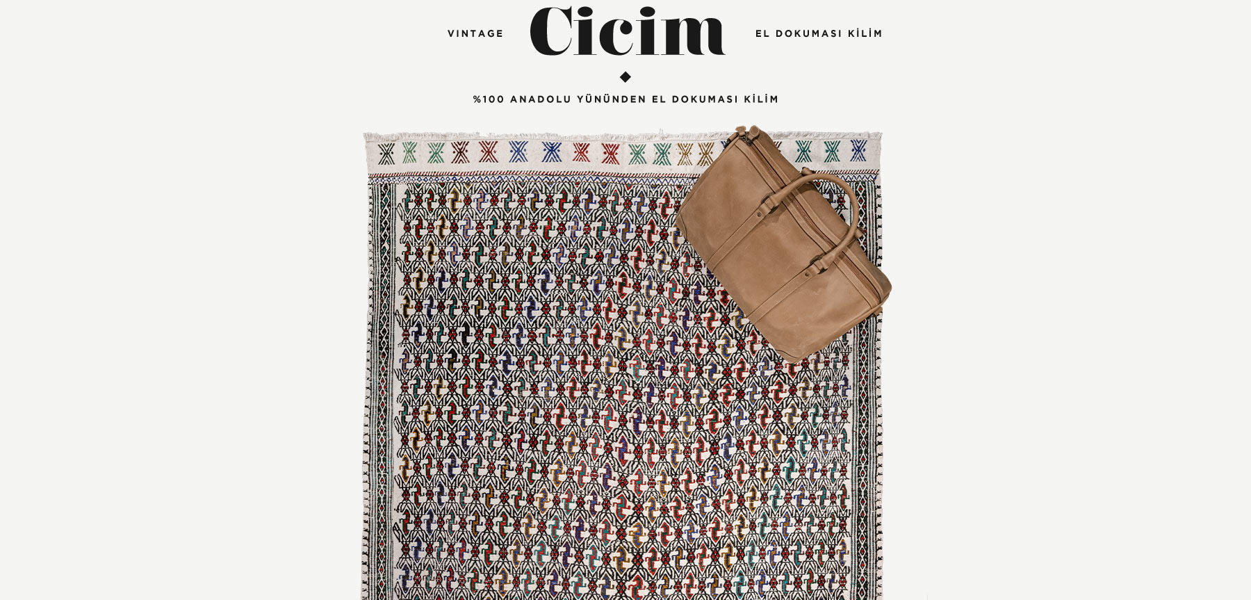 vintage konya cicim el dokuması kilim 2,57 m2'in resmi