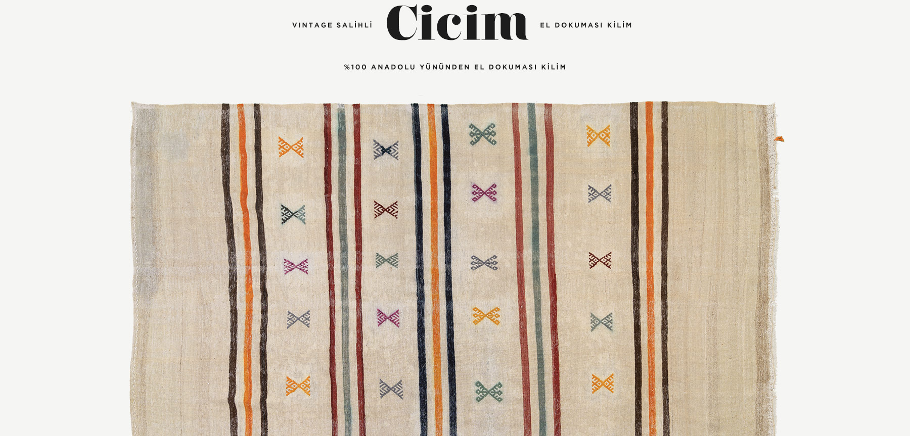 vintage salihli cicim el dokuması kilim 3,06 m2'in resmi