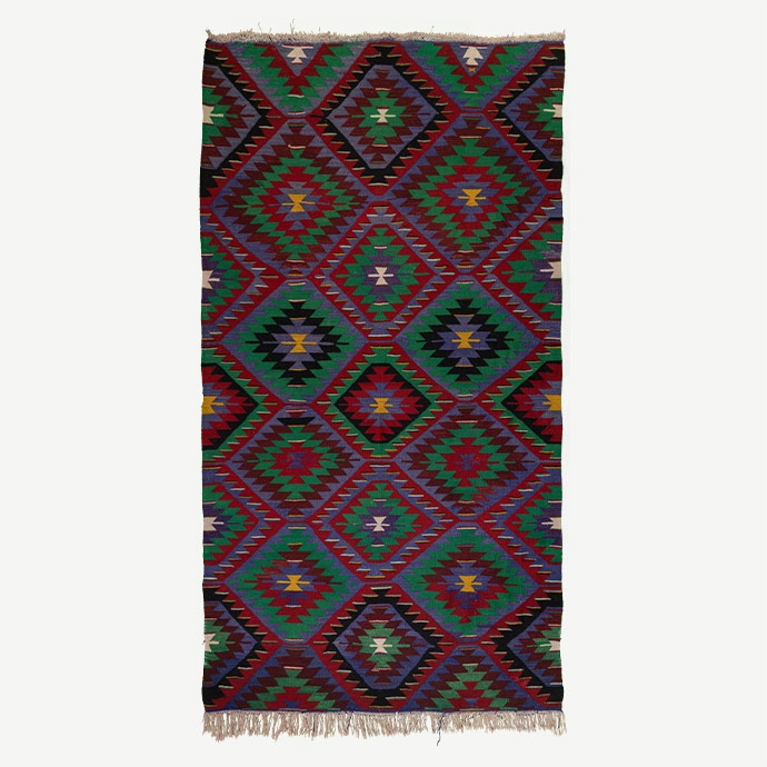 vintage uşak el dokuması kilim 6,53 m2'in resmi