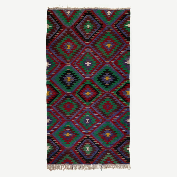 vintage uşak el dokuması kilim 6,53 m2'in resmi