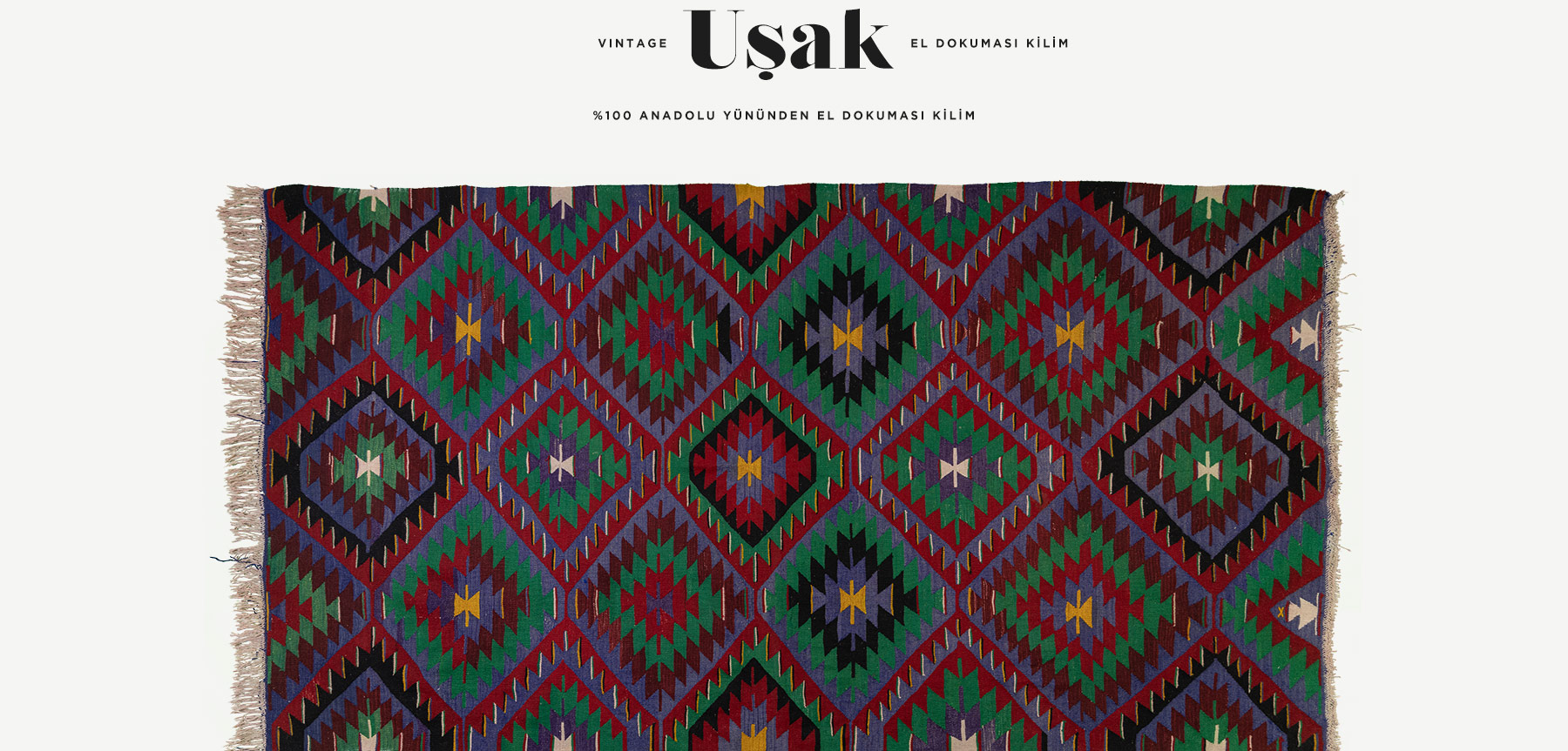 vintage uşak el dokuması kilim 6,53 m2'in resmi