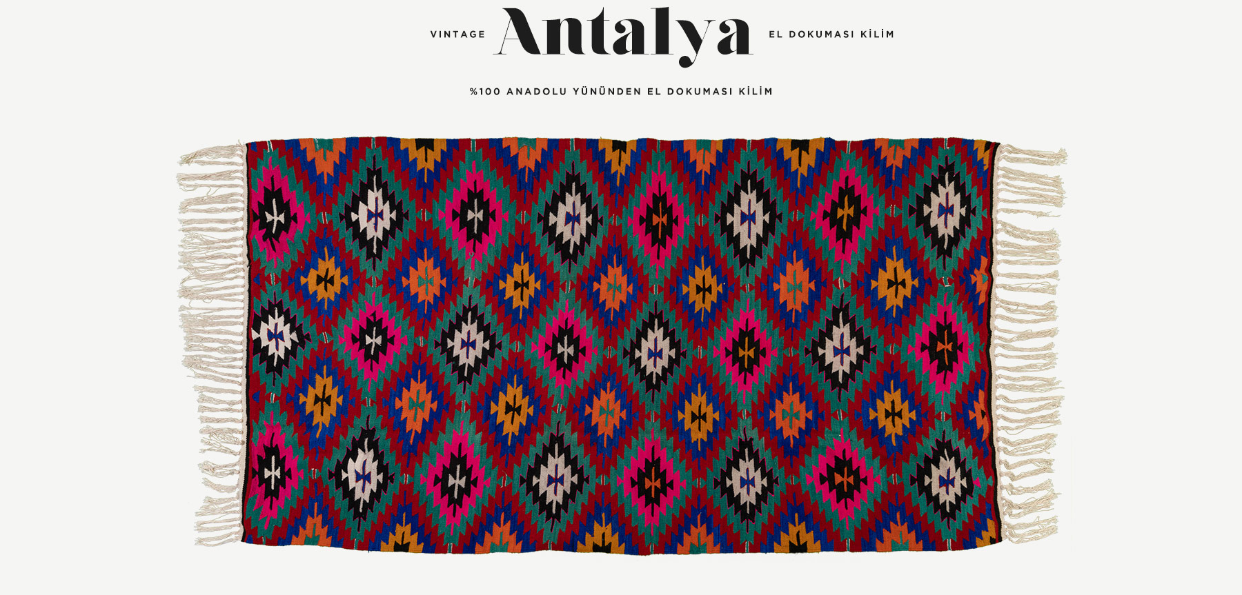 Vintage Antalya El Dokuması Kilim 5,21 m2'in resmi