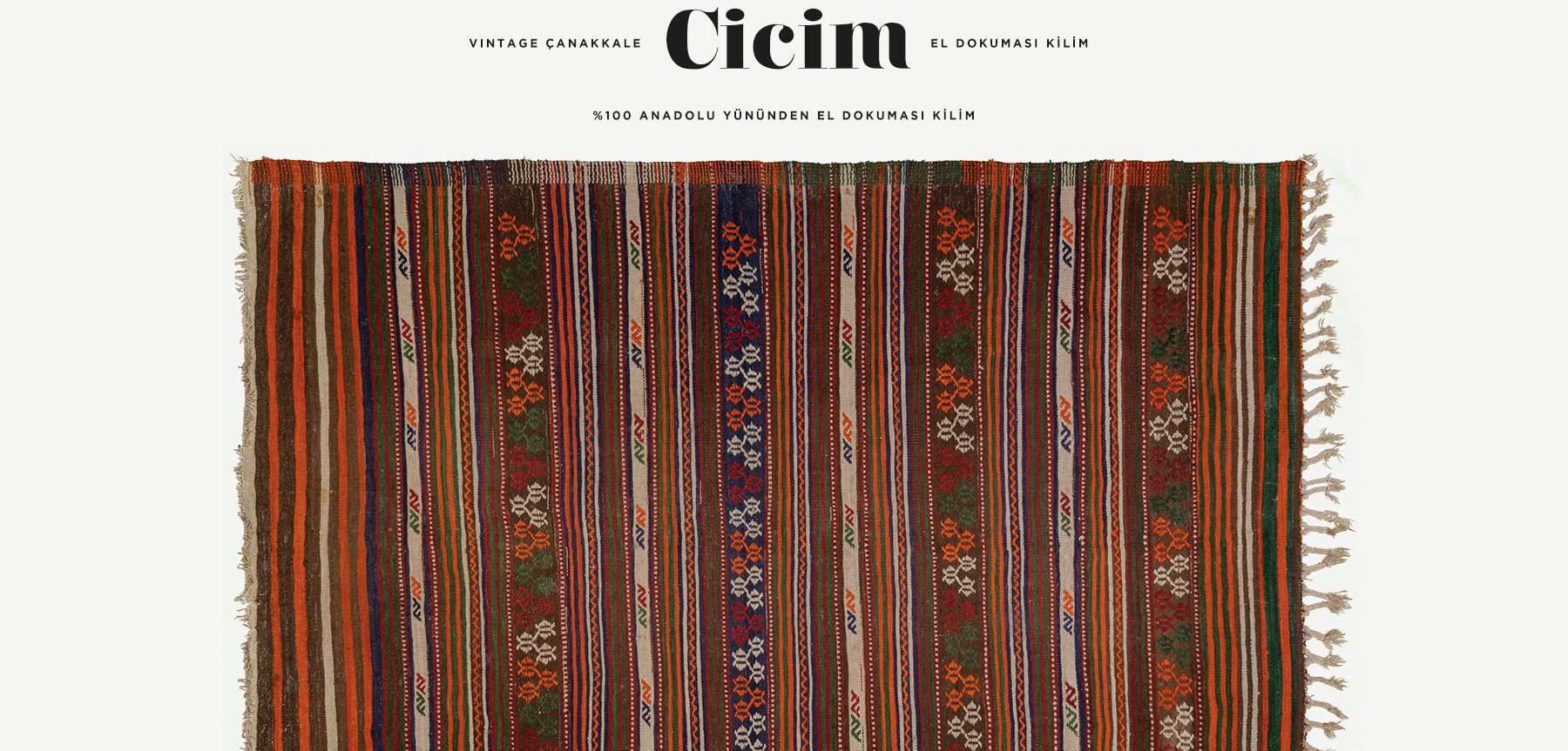 vintage çanakkale cicim el dokuması kilim 4,66 m2'in resmi