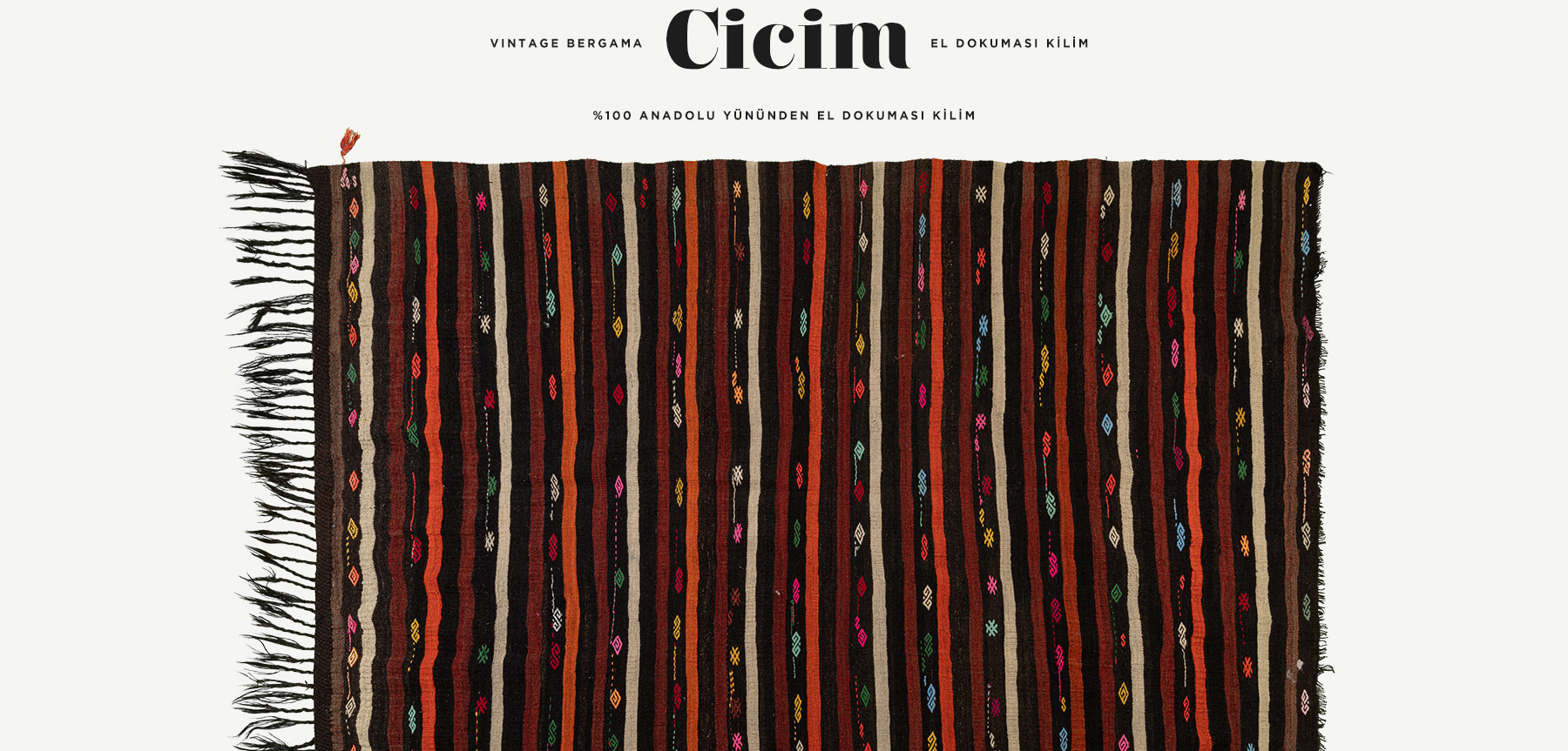 vintage bergama cicim el dokuması kilim 7,87 m2'in resmi