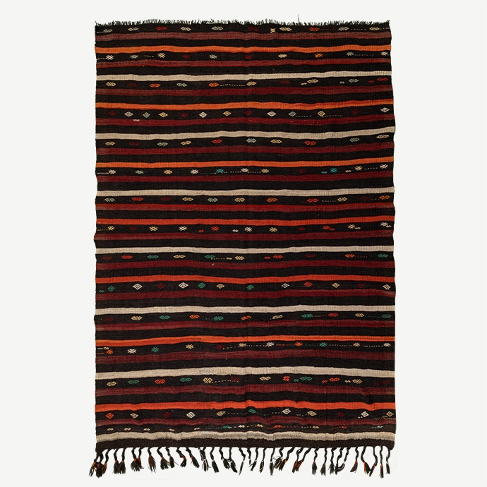 vintage bergama cicim el dokuması kilim 8,12 m2'in resmi