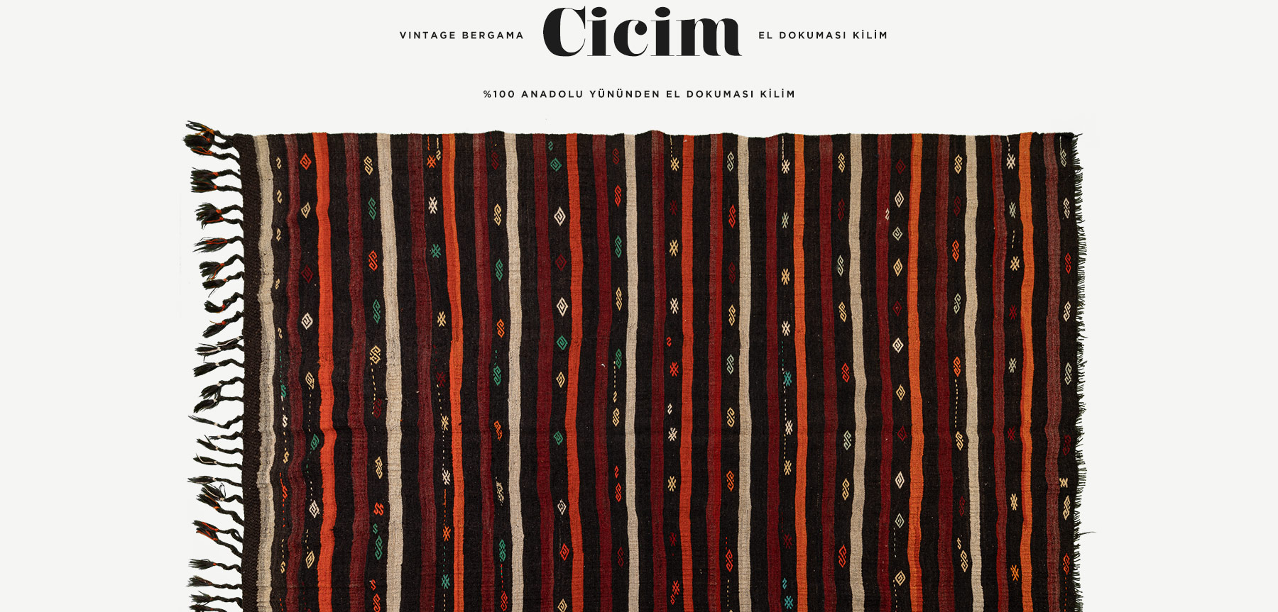 vintage bergama cicim el dokuması kilim 8,12 m2'in resmi