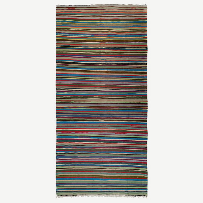 vintage muğla çizgili cicim el dokuması kilim 5,84 m2'in resmi