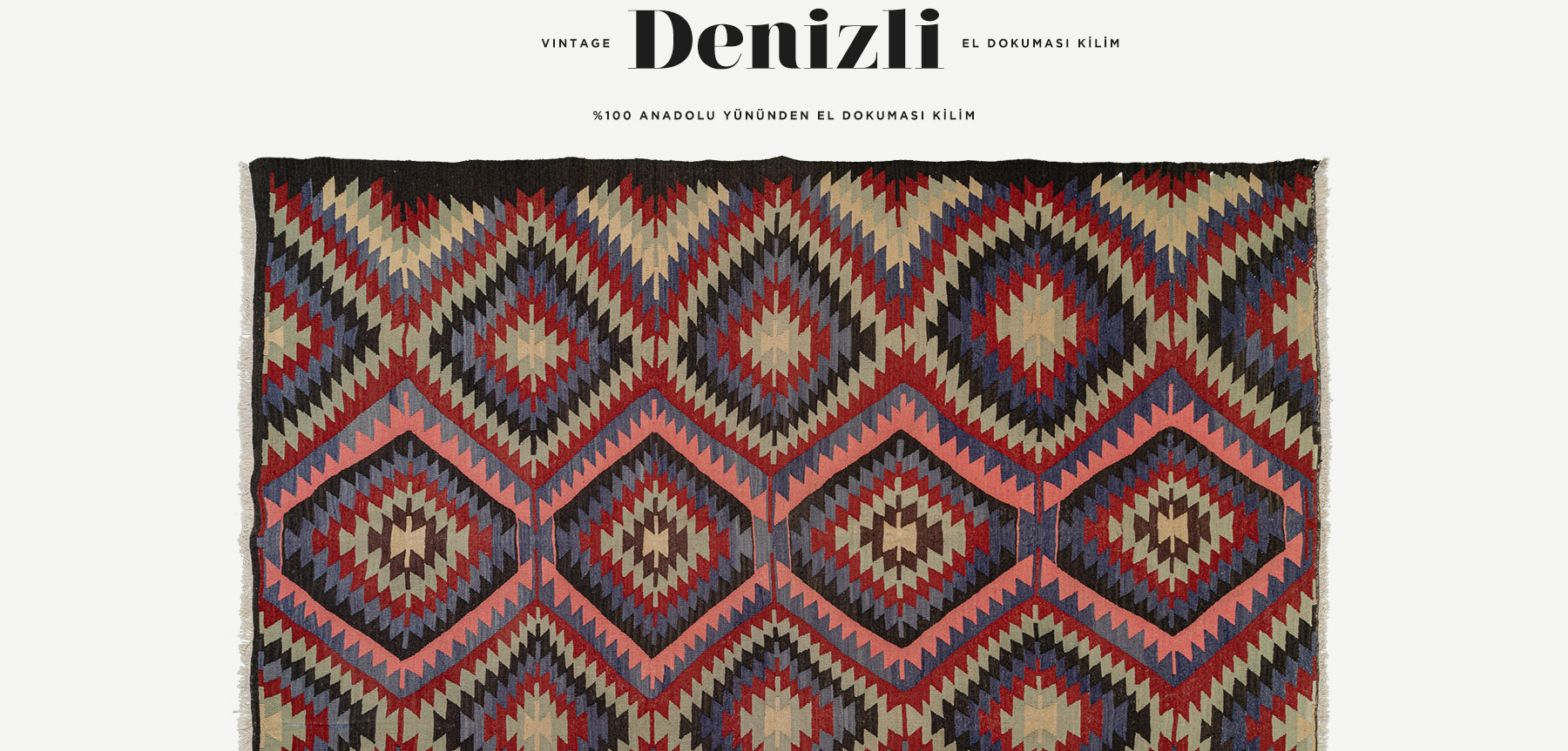 vintage denizli el dokuması kilim 5,18 m2'in resmi