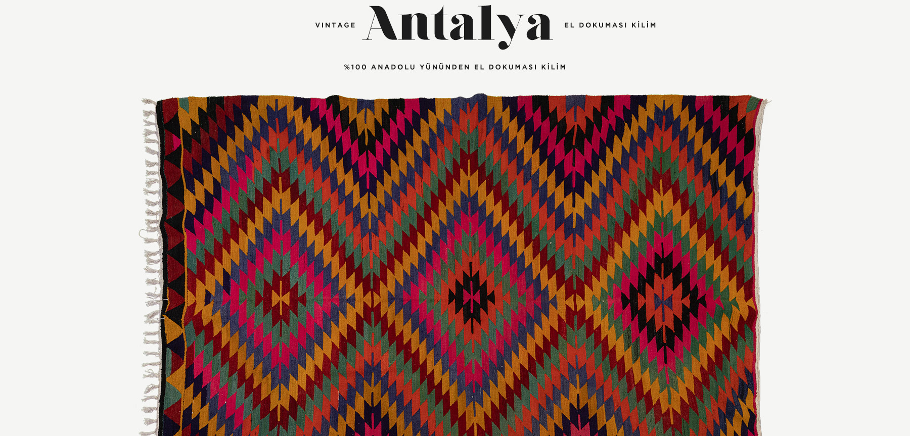 Vintage Antalya El Dokuması Kilim 5,44 m2'in resmi