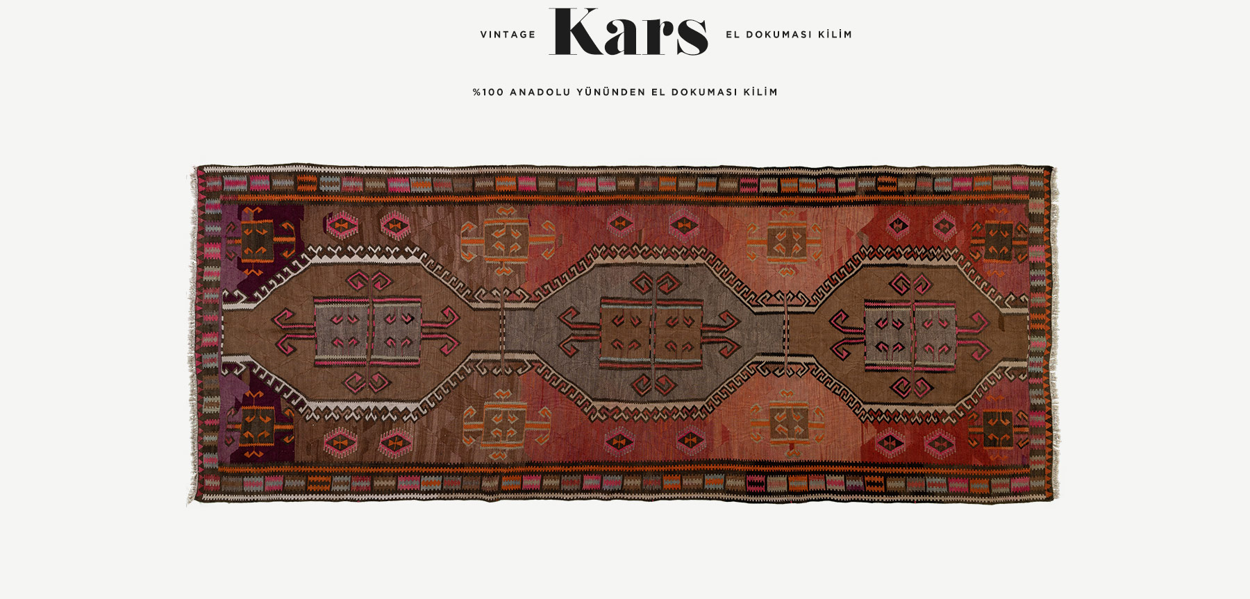 vintage kars el dokuması kilim 6,22 m2'in resmi