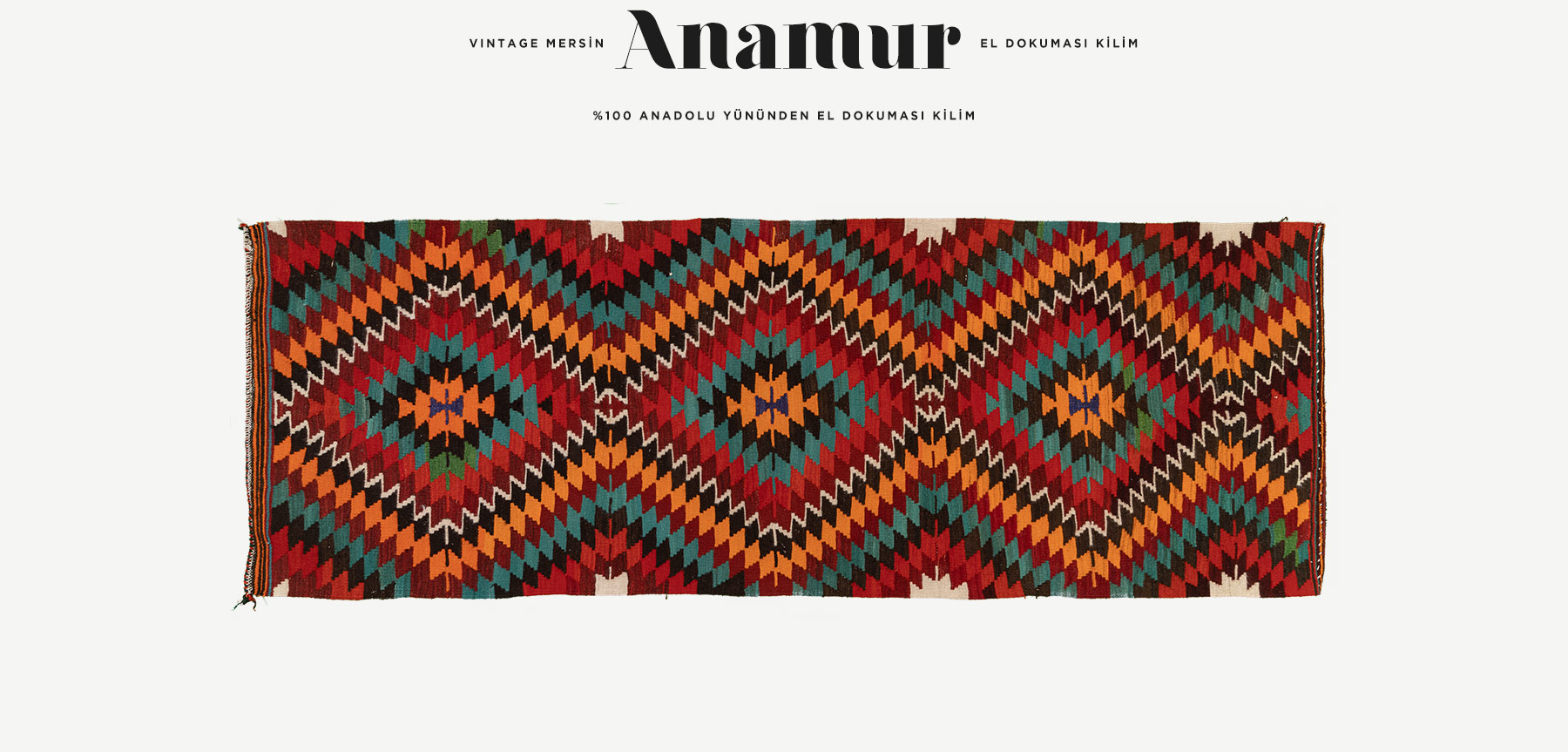 vintage mersin anamur el dokuması kilim 2,83 m2'in resmi