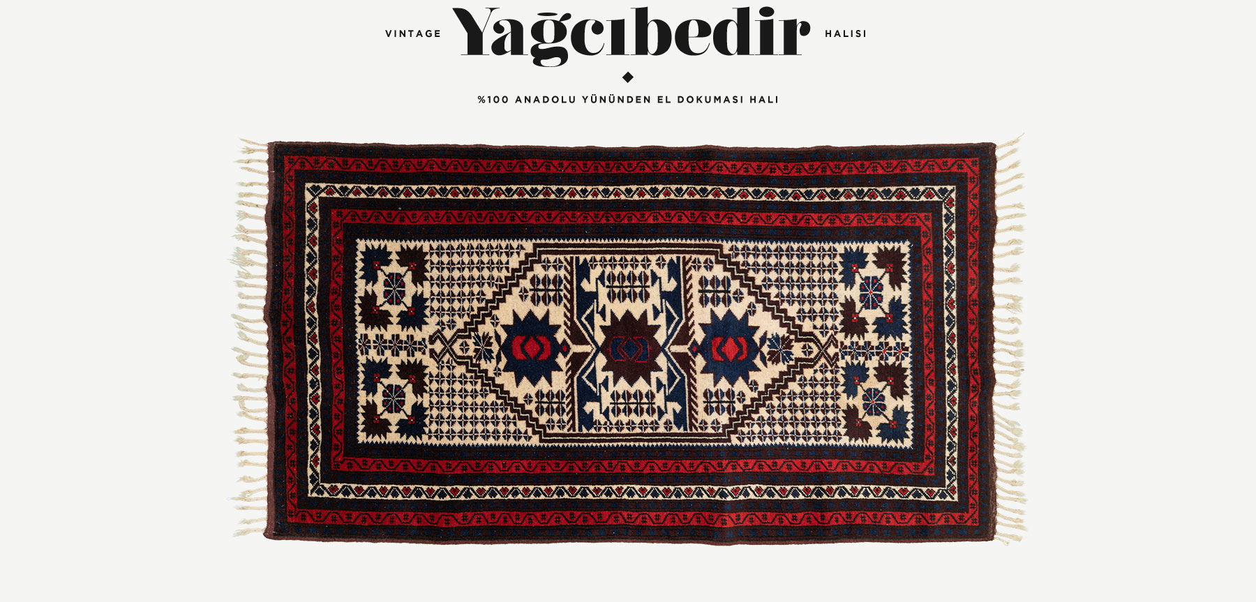 vintage yağcıbedir halısı 1,78 m2'in resmi