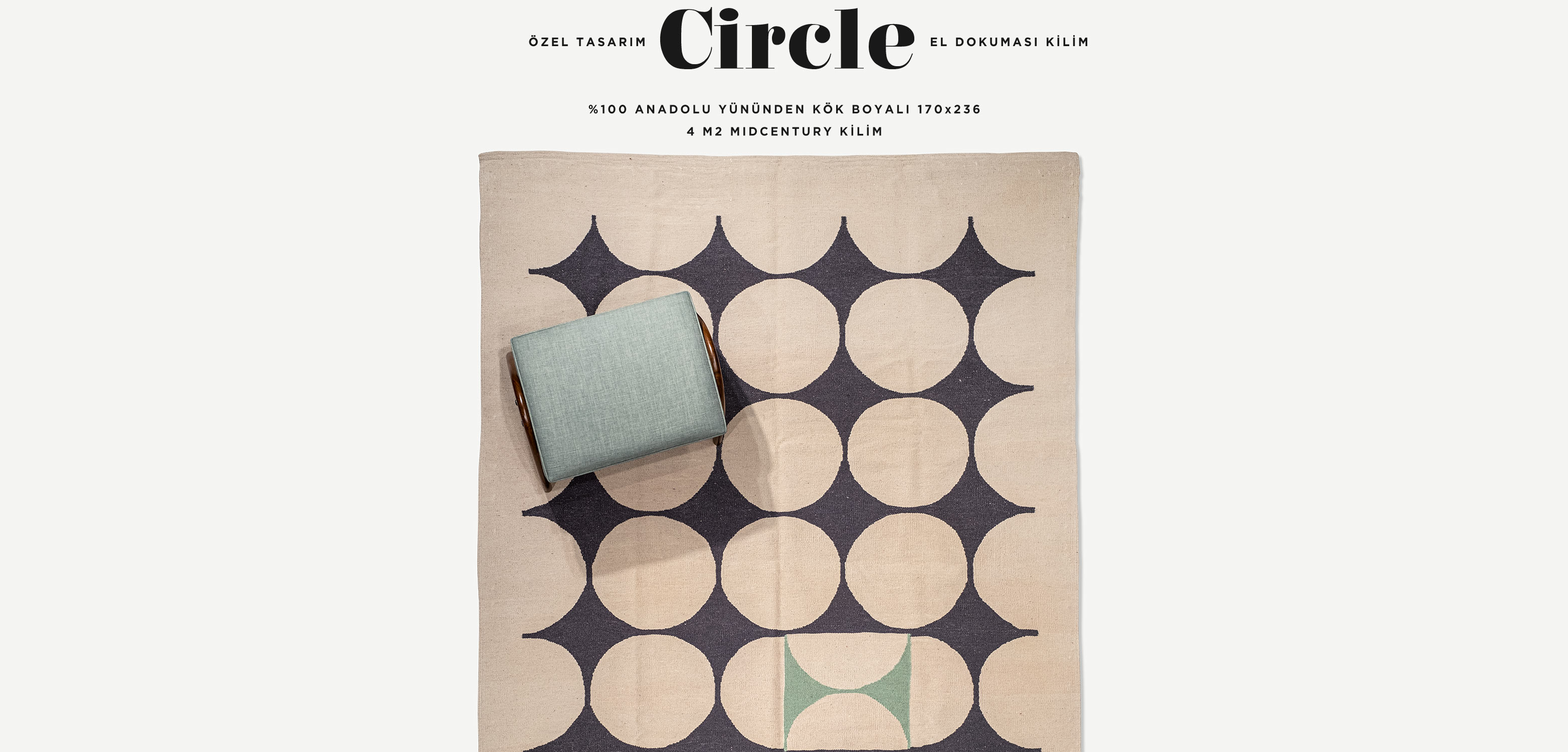Circle El Dokuması Kilim 170x236, 4 m2'in resmi