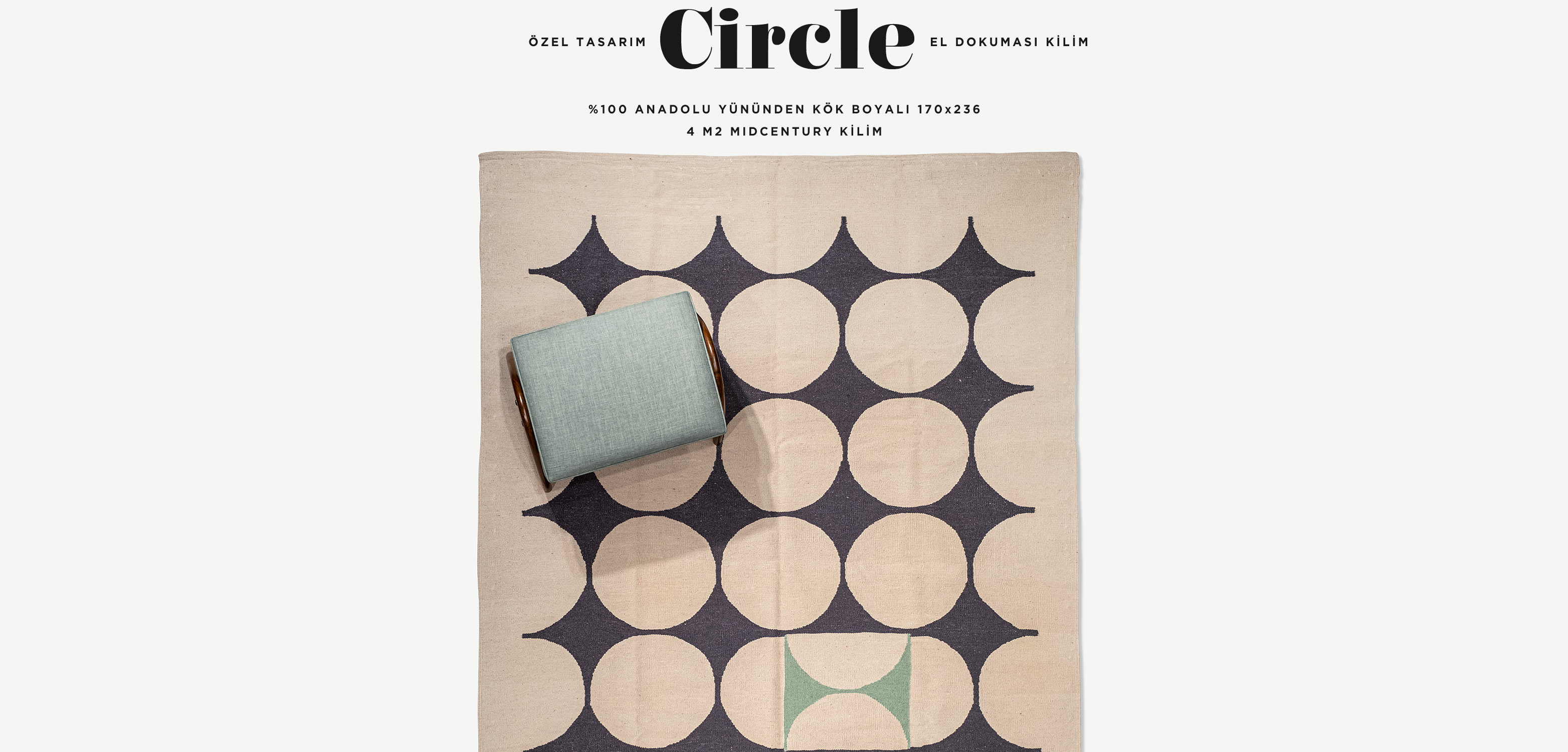 circle el dokuması kilim 170x236, 4 m2'in resmi