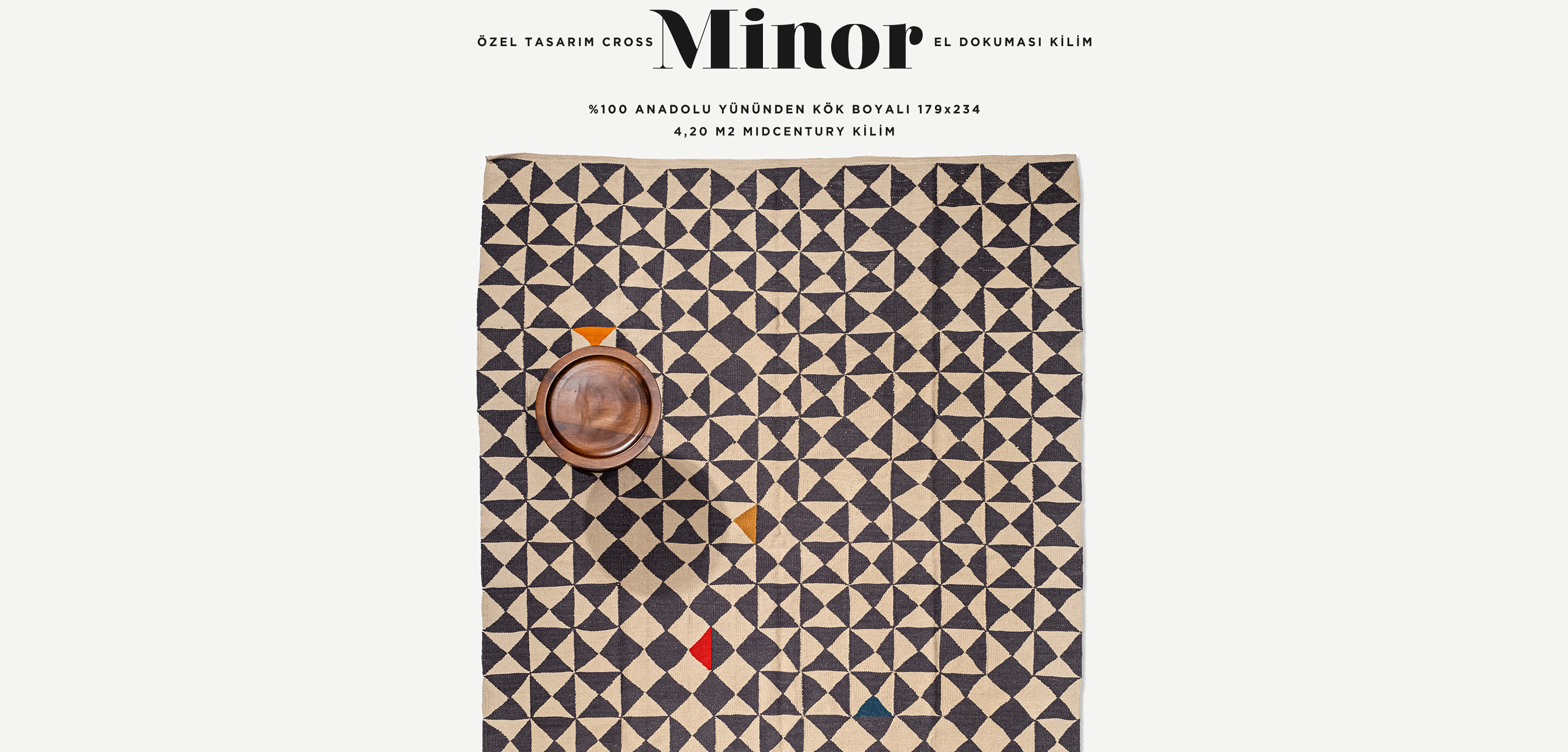 Cross Minor El Dokuması Kilim 179x234, 4,20 m2'in resmi