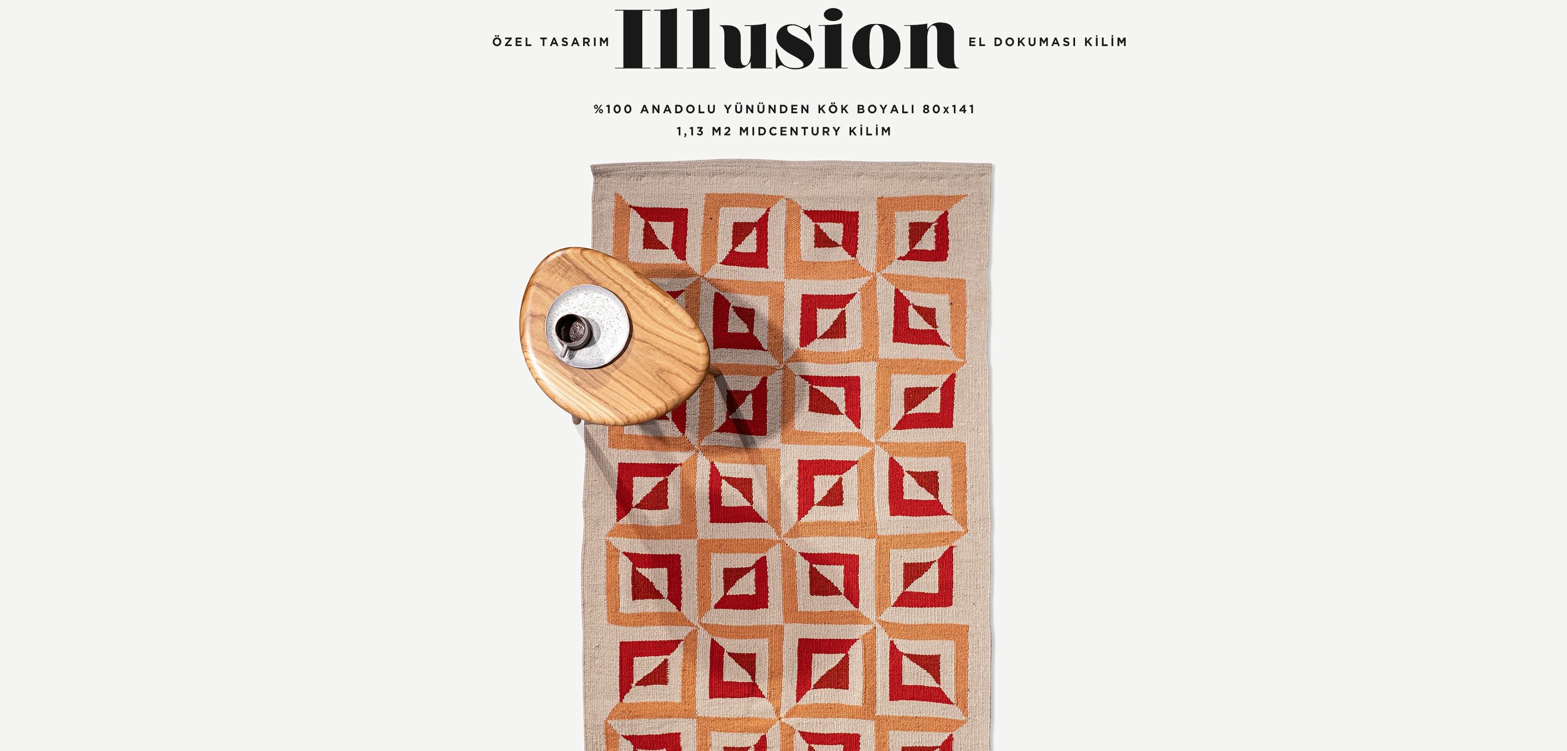 Illusion El Dokuması Kilim 80x141, 1,13 m2'in resmi