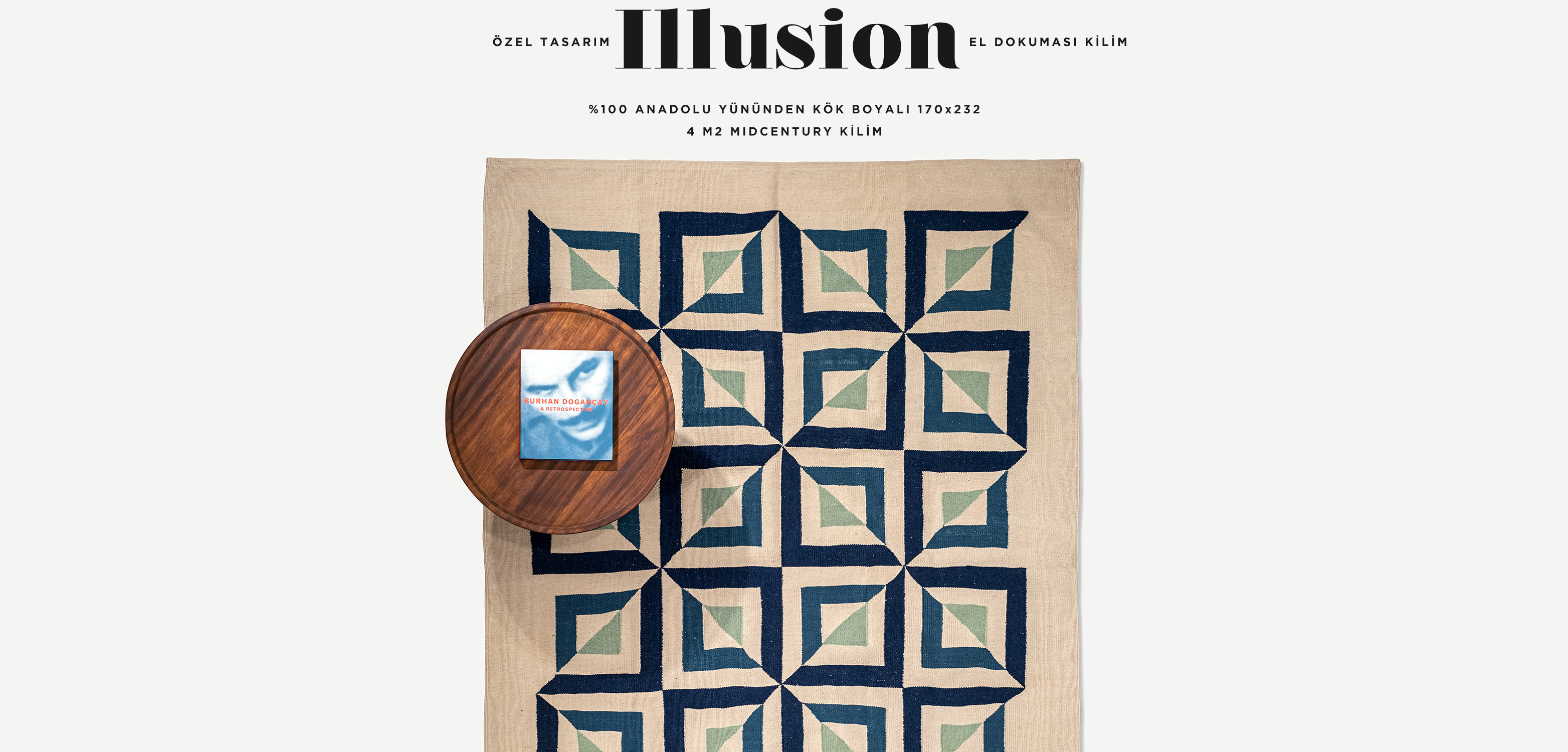 illusion el dokuması kilim 170x232, 4 m2'in resmi