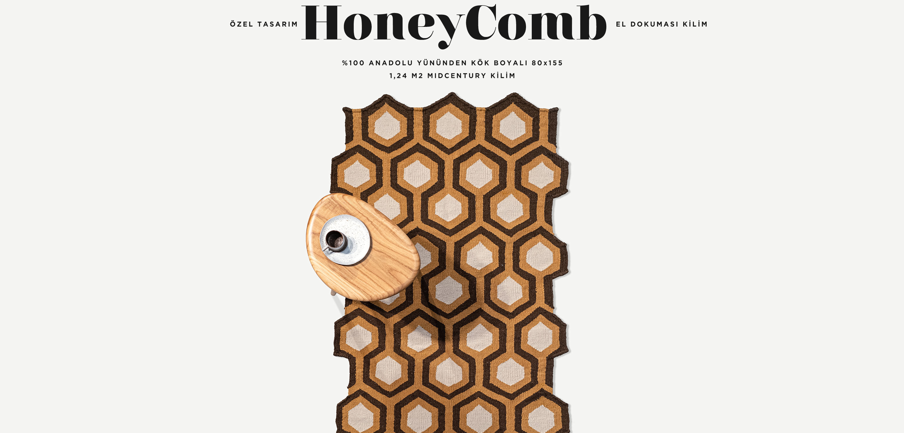 honeycomb el dokuması kilim 80x155, 1,24 m2'in resmi