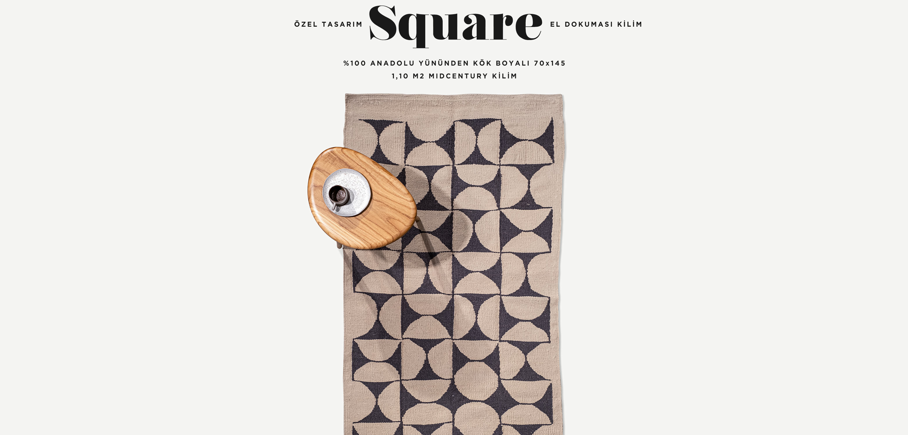 square el dokuması kilim 70x145, 1,10 m2'in resmi