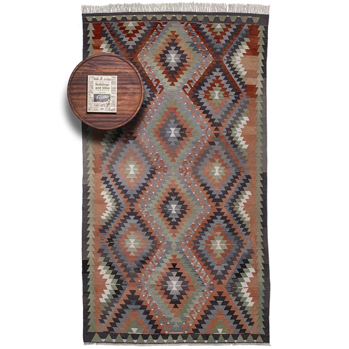 vintage kaş barak el dokuması kilim 5,91 m2'in resmi