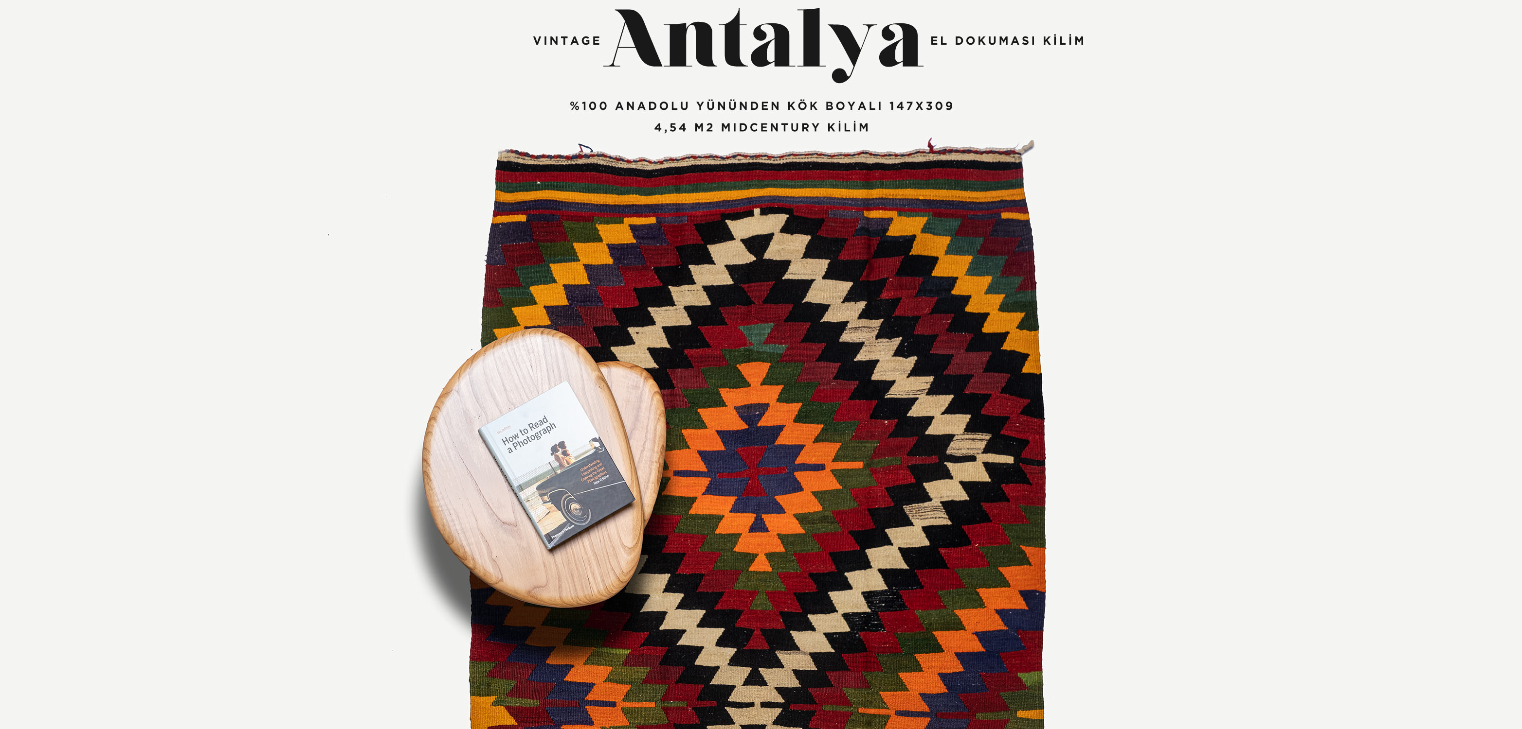 vintage antalya el dokuması kilim 4,54 m2'in resmi