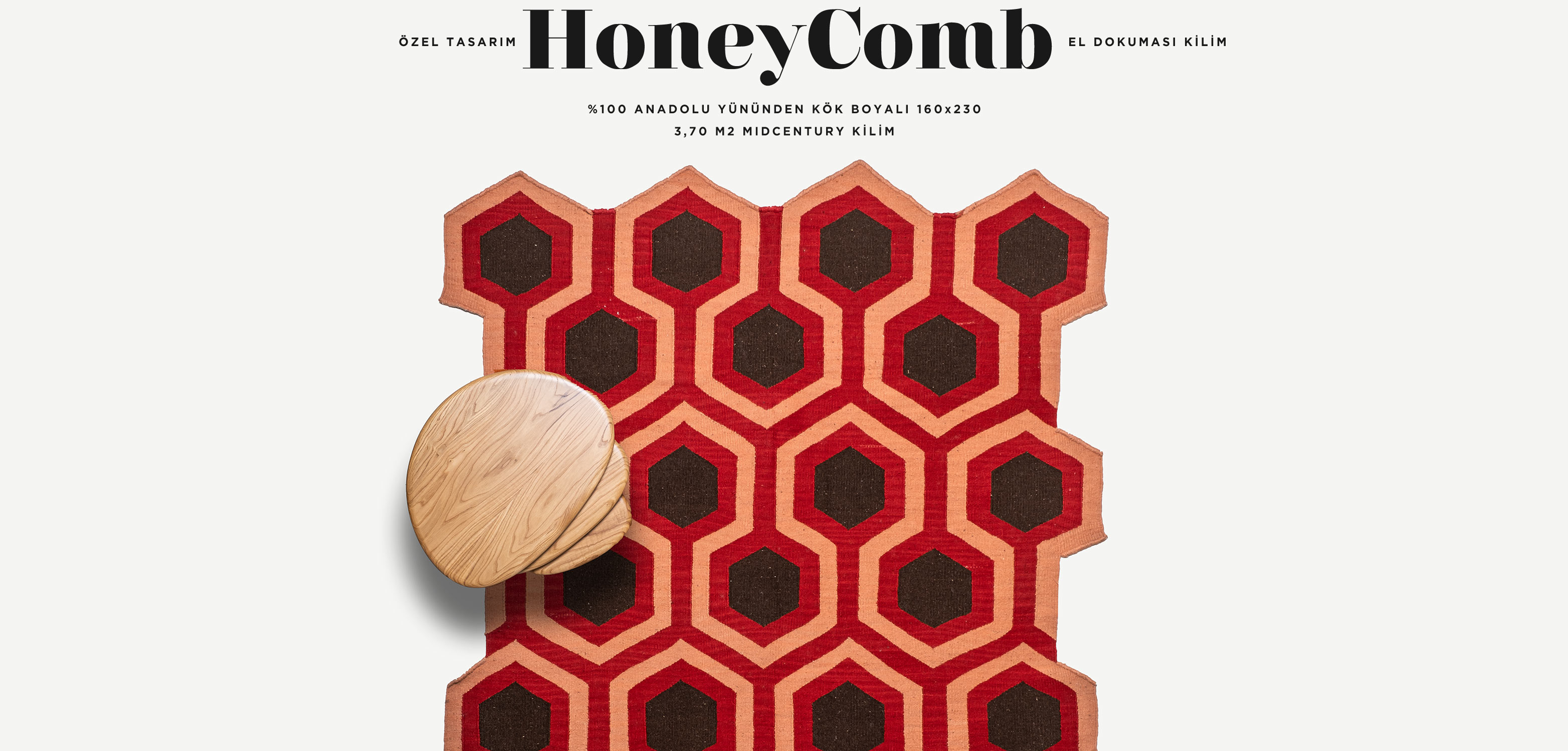 honeycomb el dokuması kilim 160x230, 3,70 m2'in resmi