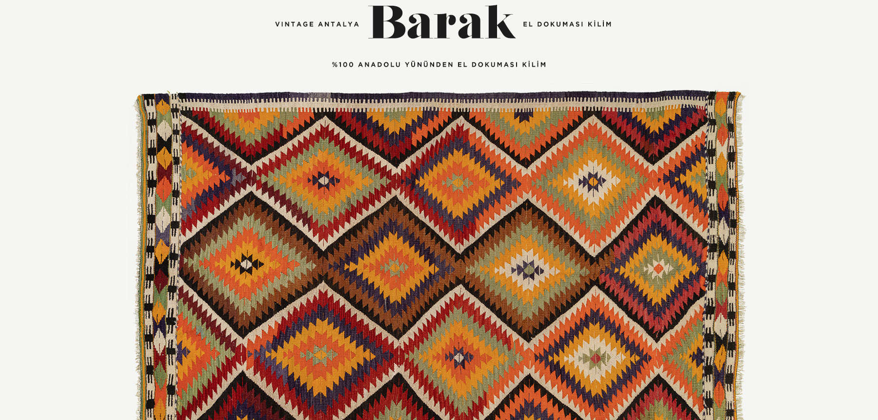 vintage antalya barak el dokuması kilim 3,60 m2'in resmi