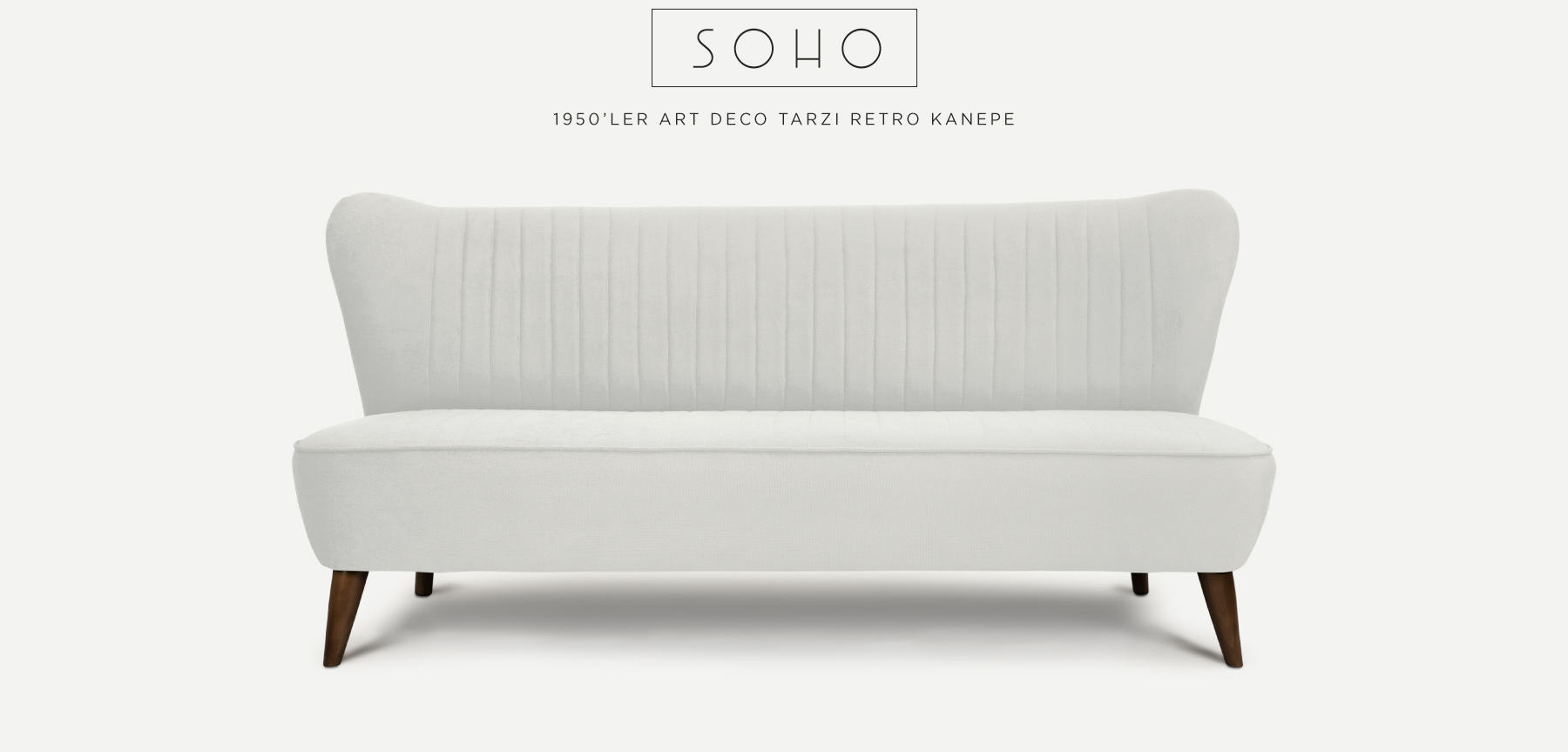 soho™ üçlü beyaz retro kanepe resmi