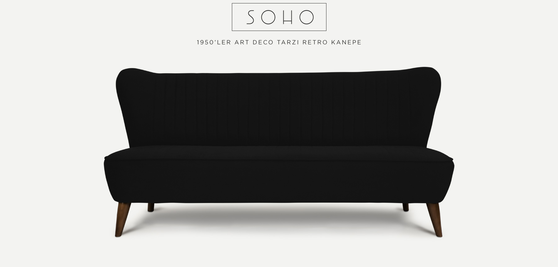 soho™ üçlü siyah retro kanepe resmi