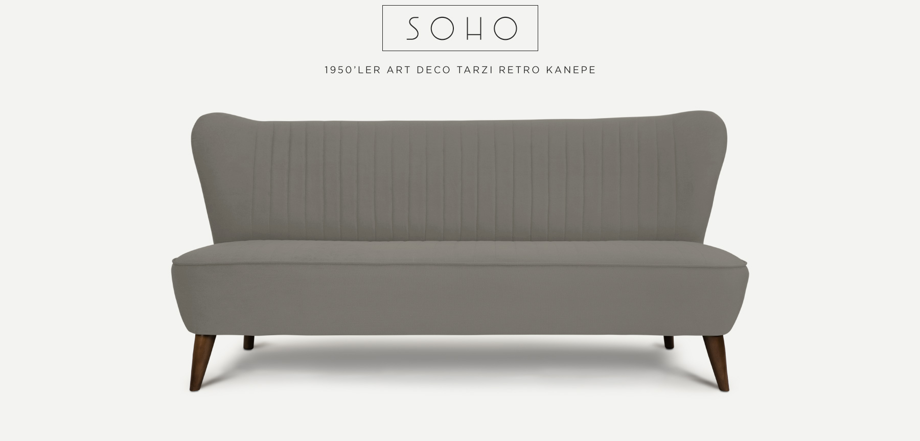 soho™ üçlü gri retro kanepe resmi