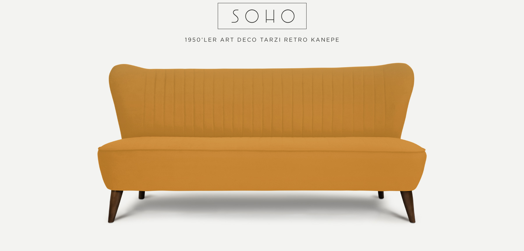 soho™ üçlü hardal retro kanepe resmi