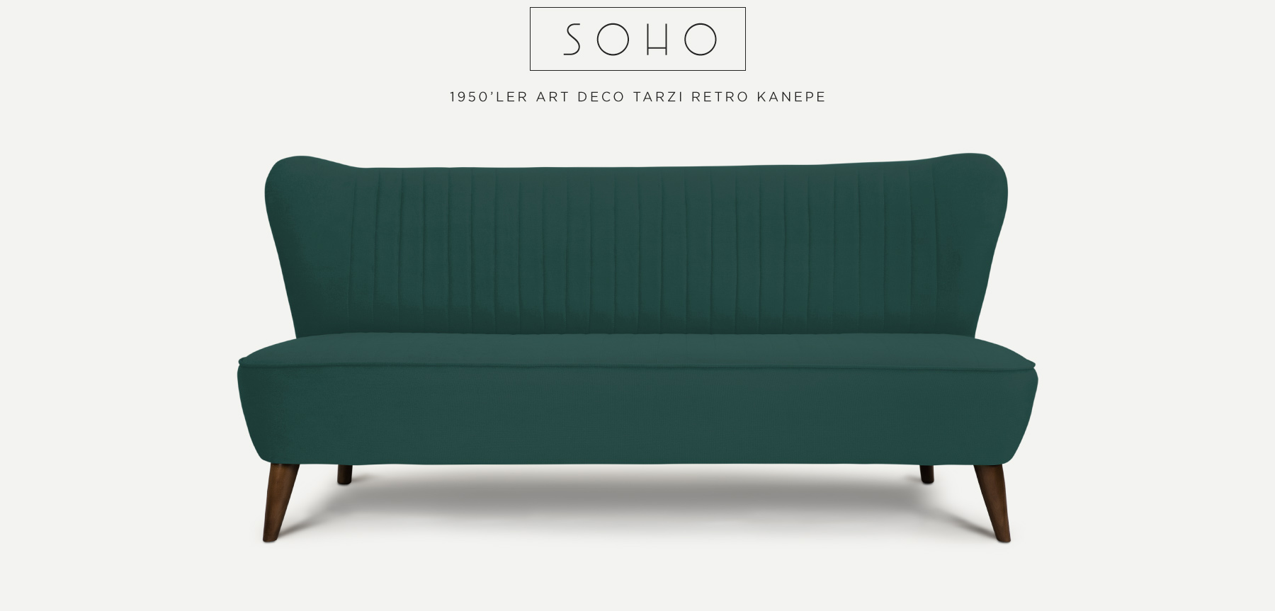 soho™ üçlü petrol yeşili retro kanepe resmi