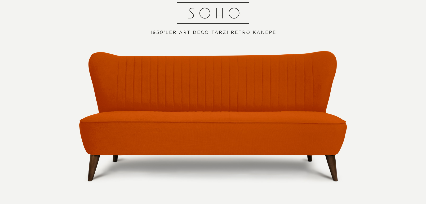 soho™ üçlü turuncu retro kanepe resmi