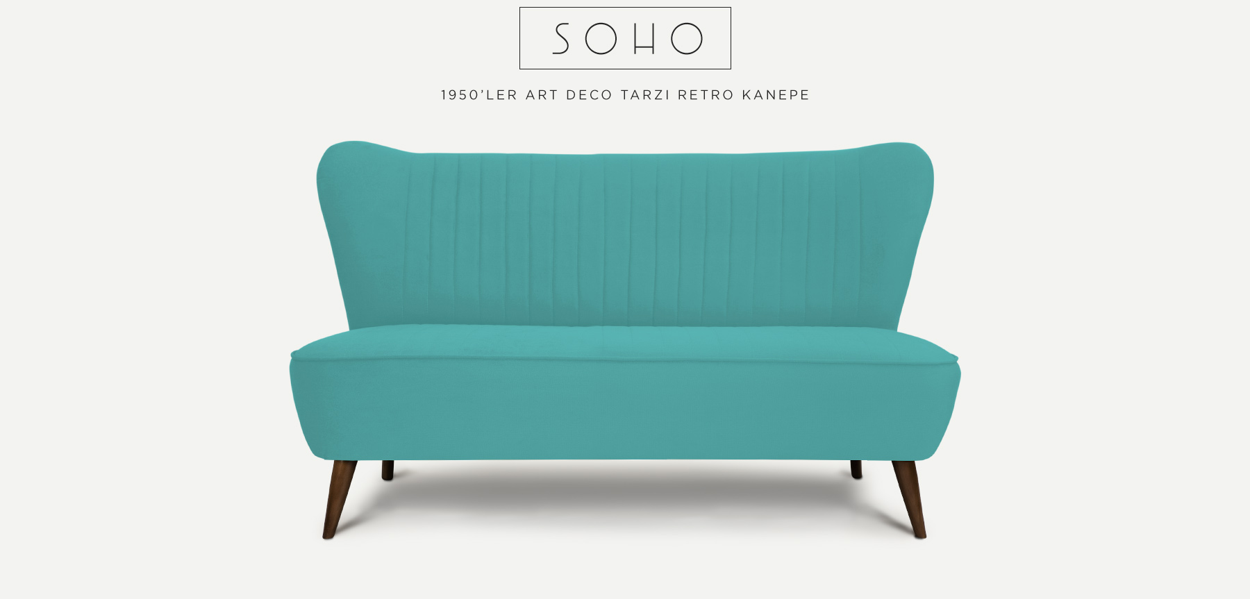 soho™ ikili turkuaz retro kanepe resmi