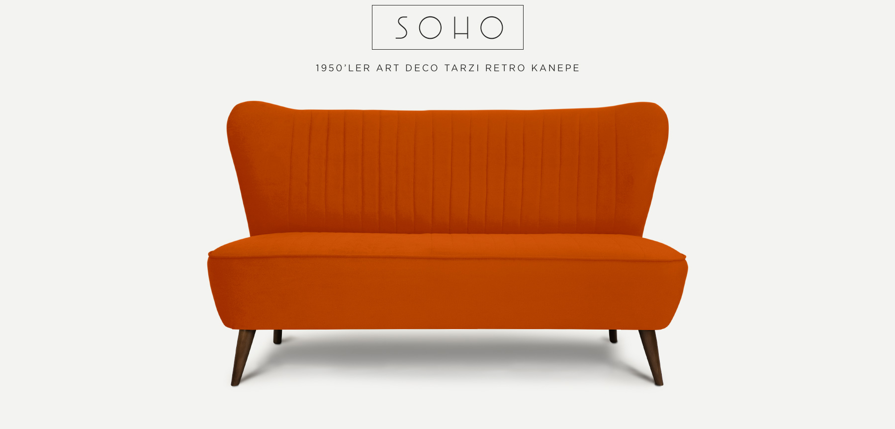 soho™ ikili turuncu retro kanepe resmi