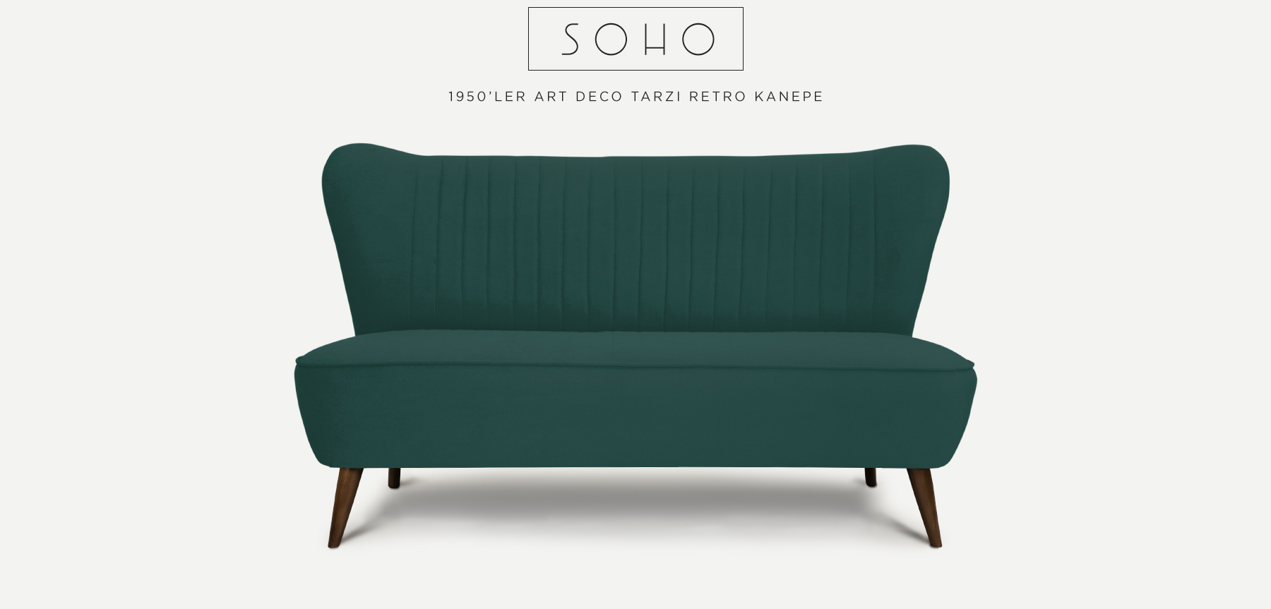 soho™ ikili petrol yeşili retro kanepe resmi