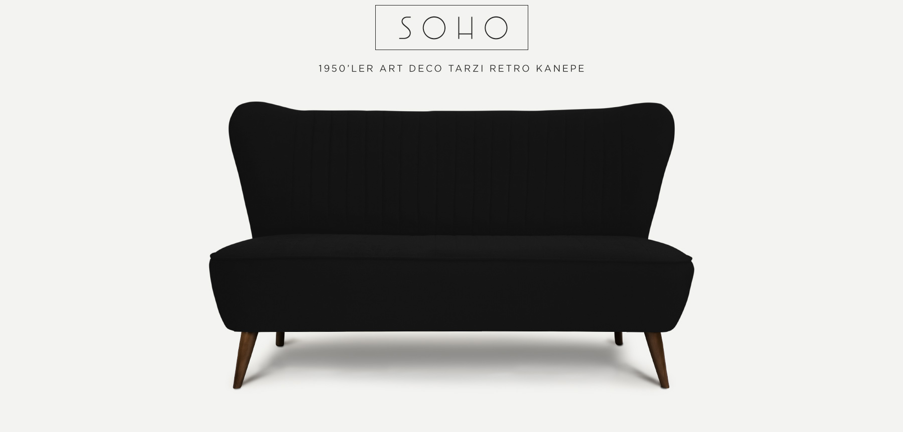 soho™ ikili siyah retro kanepe resmi