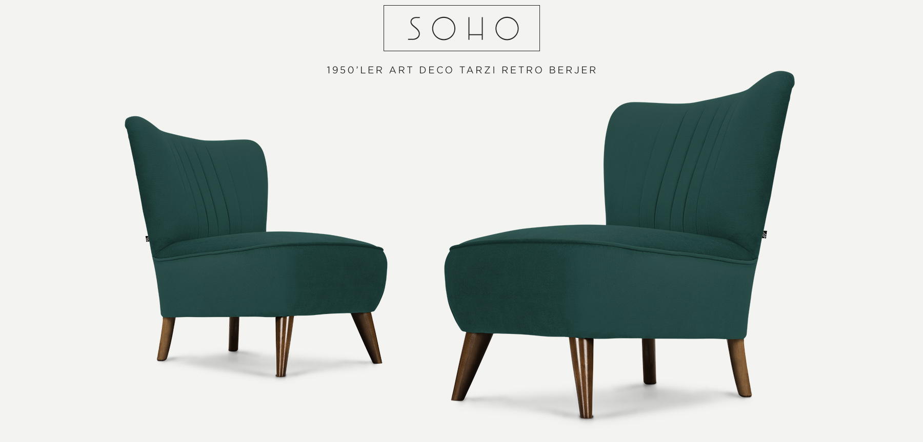 soho™ retro berjer petrol yeşili resmi