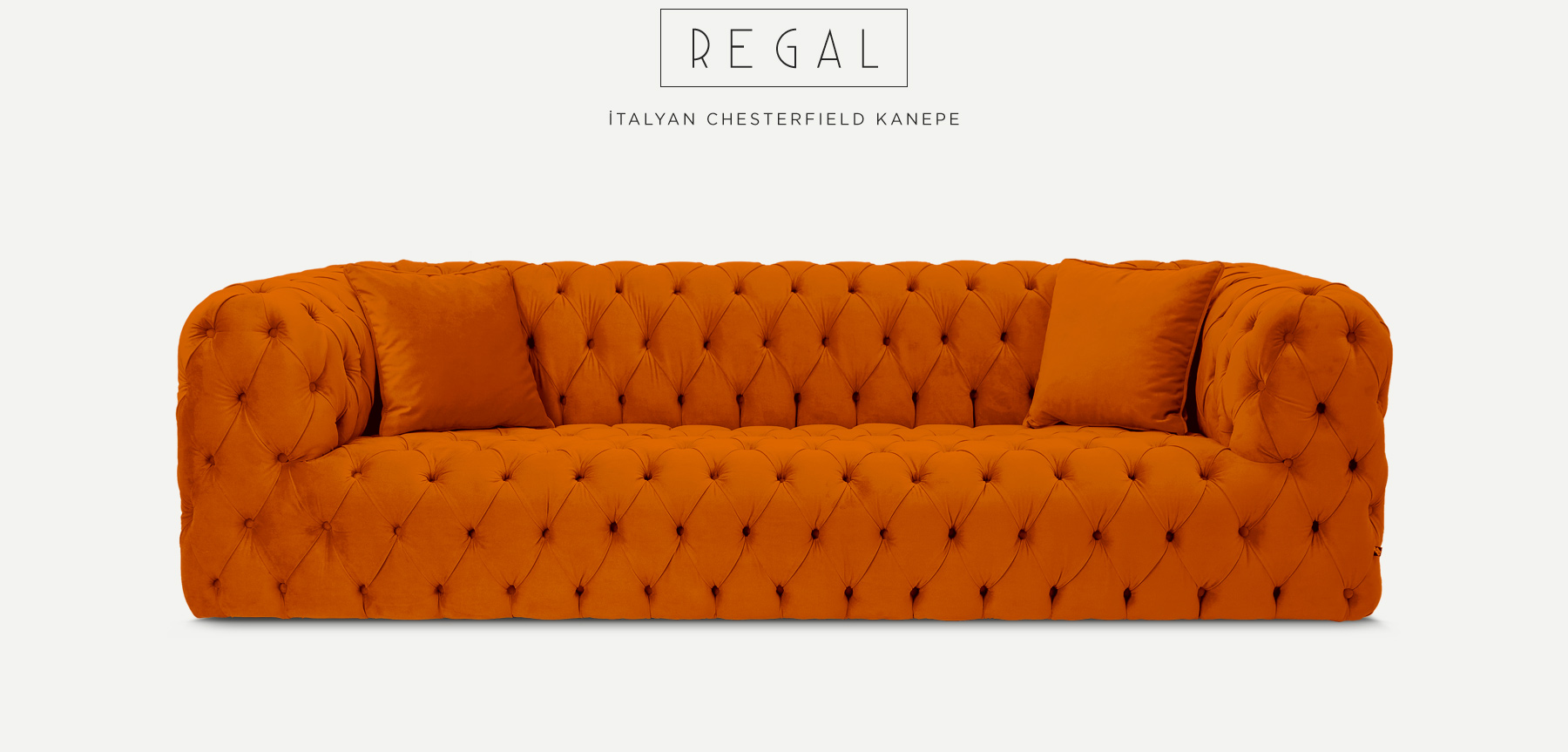 regal üçlü turuncu italyan chesterfıeld resmi